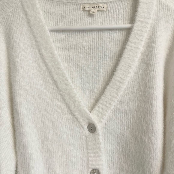 Fuzzy White Cropped Cardigan from PacSun - Picture 2 of 2